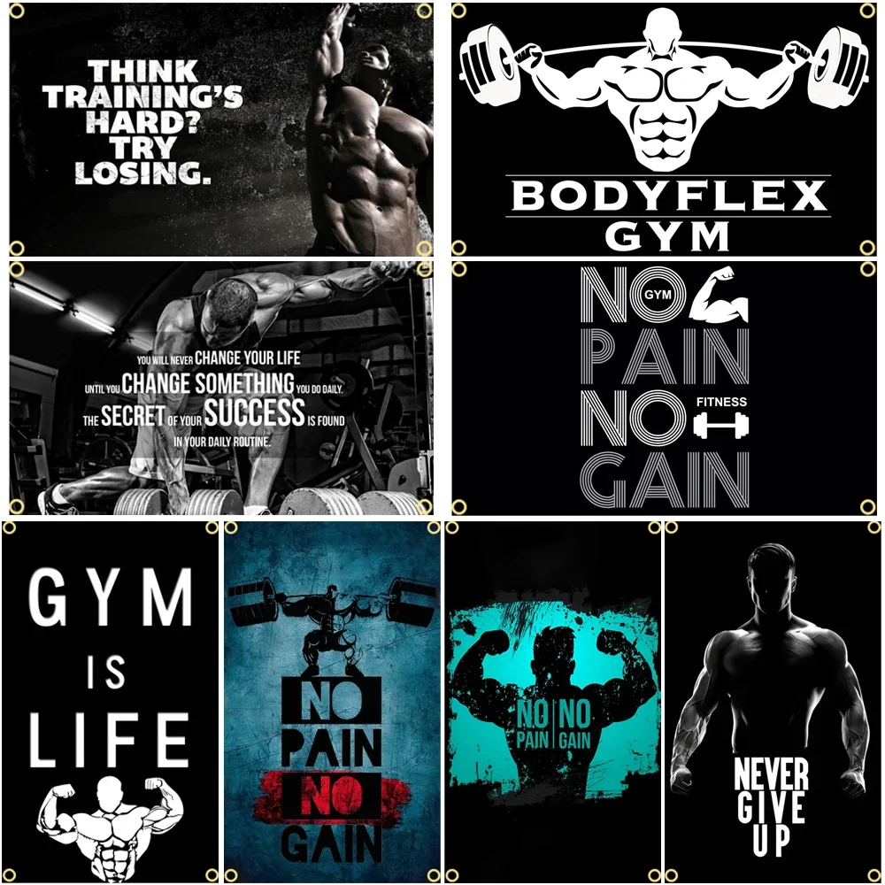 Sports Equipment Poster - GYM Flaga Znaki wiadomości Slogan Ćwiczenia